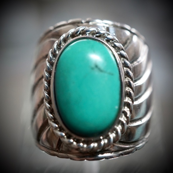 Lucas LaMeth Vintage Sterling & Turquoise Ring SZ6 - Picture 3 of 5